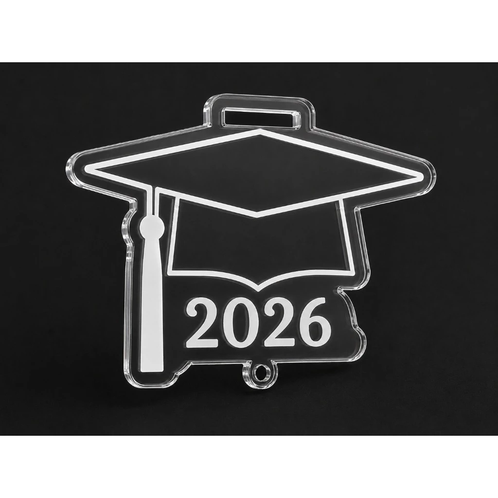 akrilik gantungan bunga topi wisuda