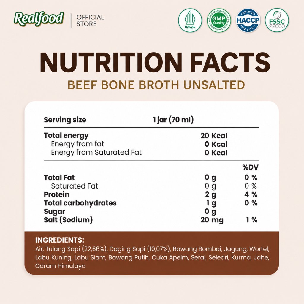 Realfood Momiku UNSALTED Beef Bone Broth Tanpa Freezer isi 6 I Beef Bone Broth Unsalted I BB & Growth Booster / ANTI GTM / KALDU MPASI / Booster untuk Anak - Gambar 3