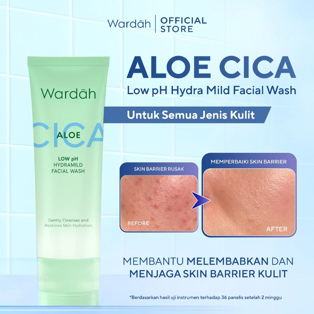 Wardah Cica Aloe Low pH Hydramild Facial Wash Nature Daily Sabun Cuci Muka Membersihkan secara Lembut dan Menghidrasi Kulit dengan Kandungan Aloe Vera Centella Asiatica for All Skin Types Non Comedogenic Non Acnegenic - Skincare