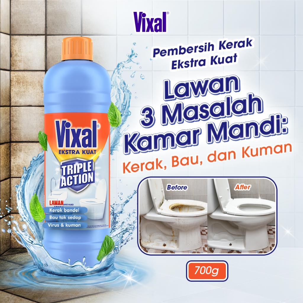 Vixal Pembersih Porselen & Kamar Mandi HCl Anti Kerak Bandel Ekstra Kuat 700g