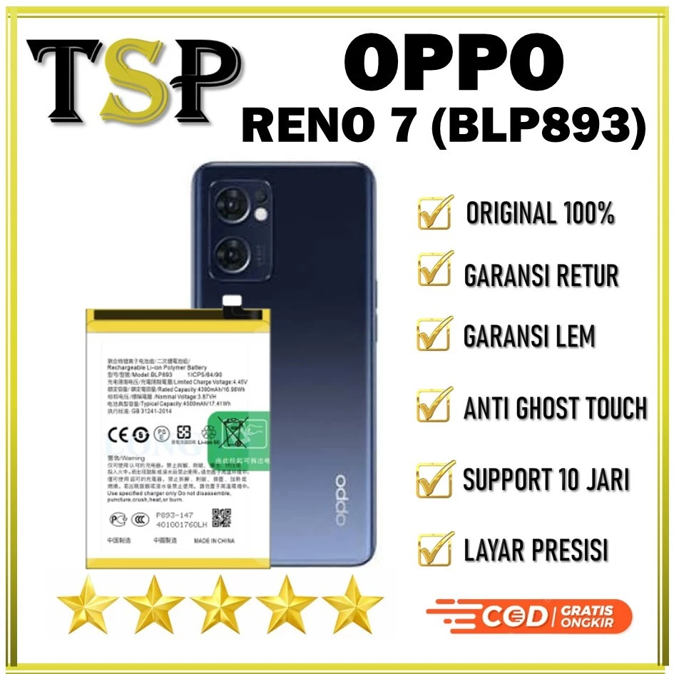 BATERAI OPPO RENO 7 BLP893 Batre Batrai Baterai ORIGINAL 100%