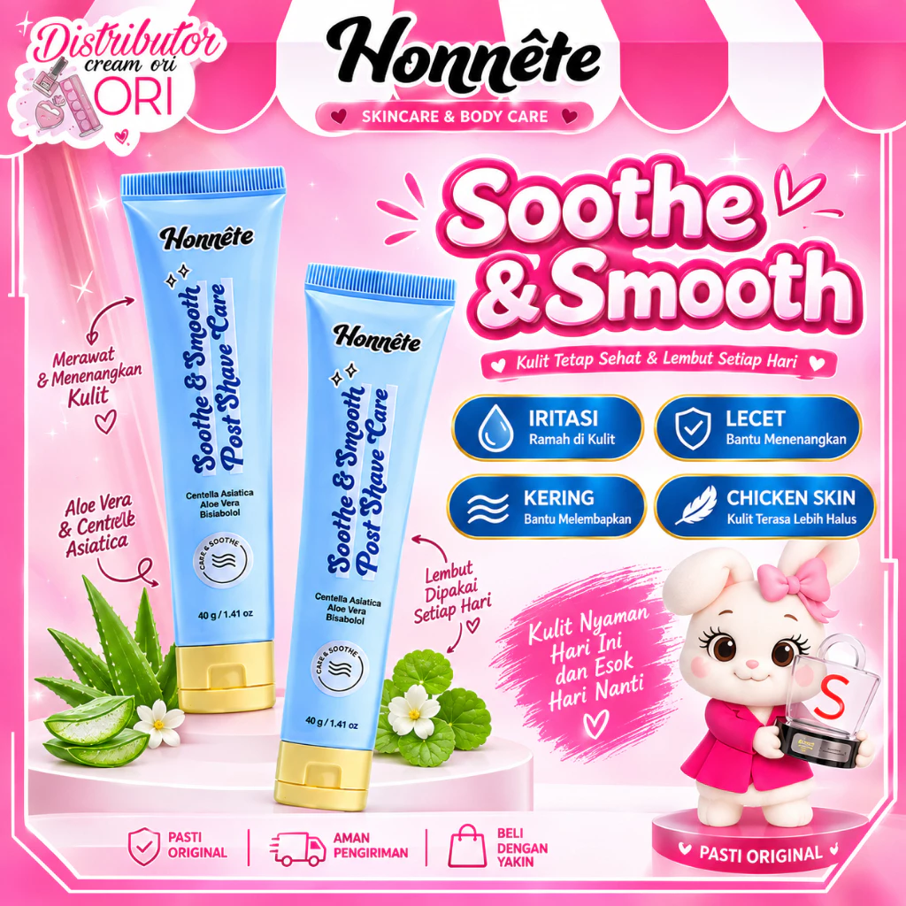 Honnete Soothe & Smooth Post Shave Care -Soothing Gel Anti Iritasi 40Gr / Distributor Cream Ori