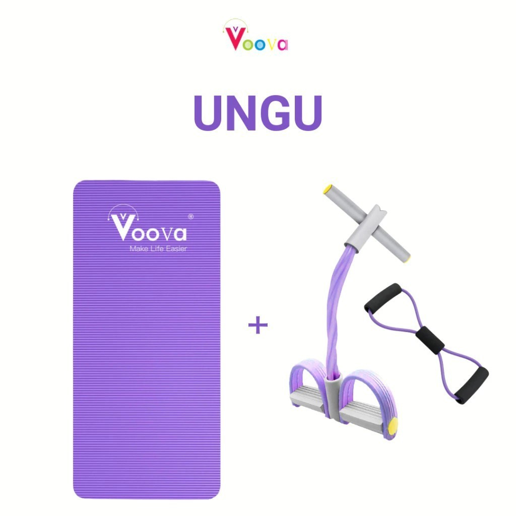 VOOVA Set Olahraga 4 In 1 Anti Slip Matras Yoga - Gambar 4