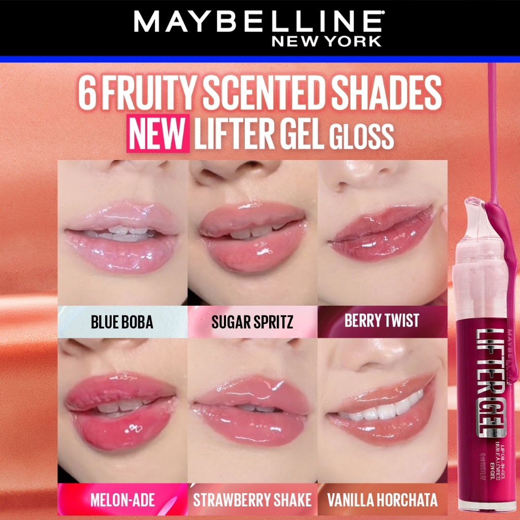 [ONLINE EXCLUSIVE] MAYBELLINE OFFICIAL LIFTER GEL LIP OIL GEL GLOSS 24H HYDRATION GLASSY BOUNCY SHINE 3D PLUMP LIPS NON-STICKY GLOSSY SOFTER LIPS 6 SCENTED SHADES - Gambar 2