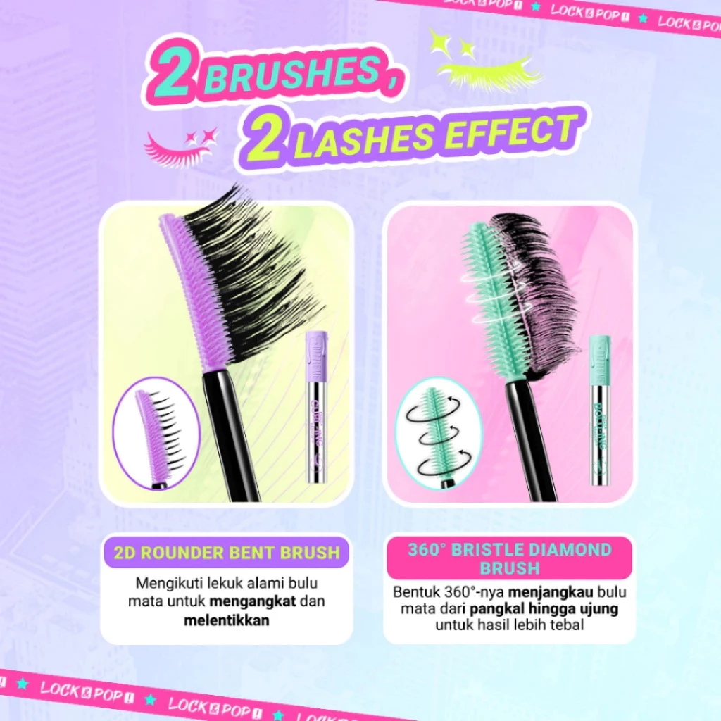 DAZZLE ME Lock & Pop! Hyper Mascara Series BOLD-ing and CURL-ing Mascara / Distributor Cream Ori - Gambar 2