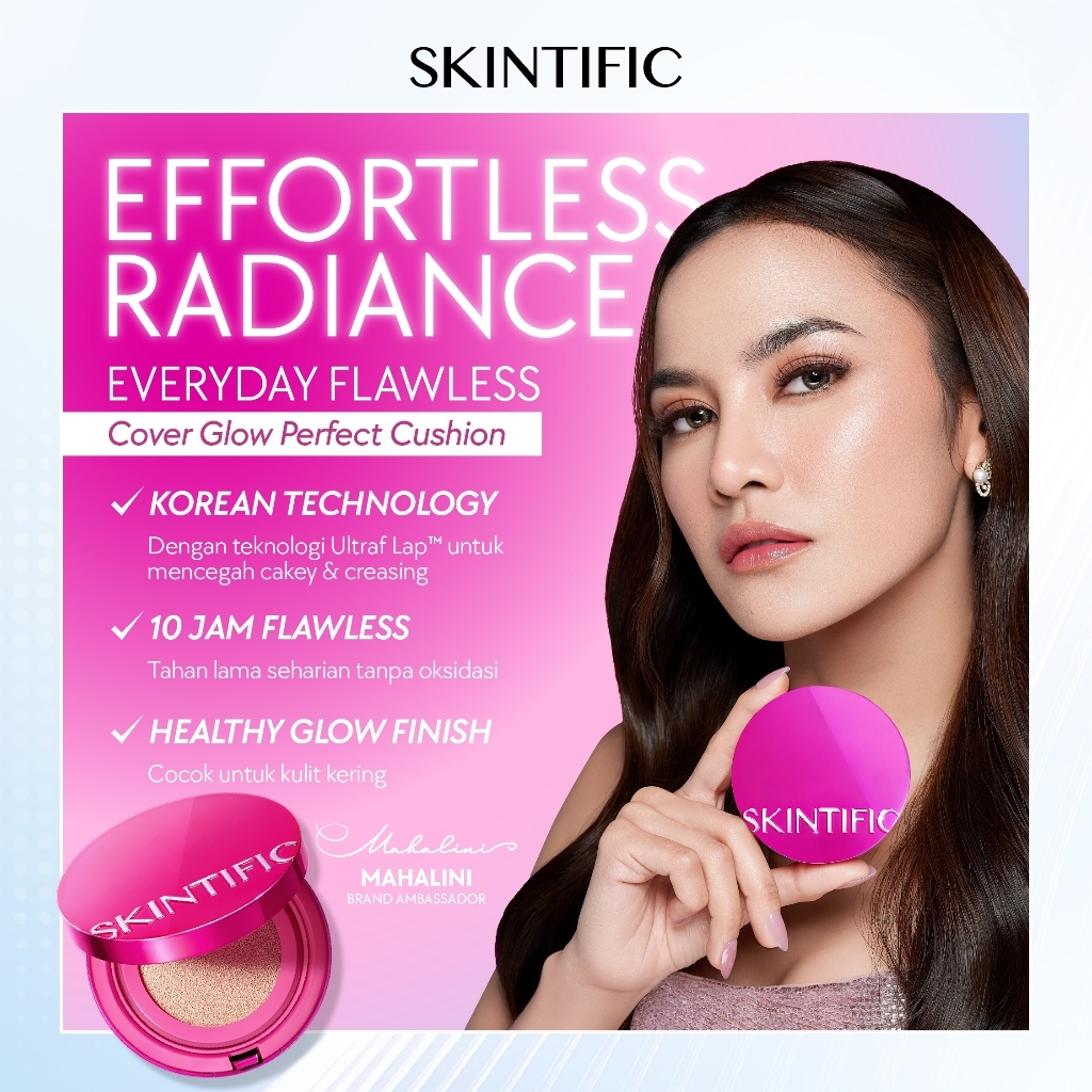 BUNDLE HEMAT / SKINTIFIC - Cushion + Refill / Radiant Glow / Matte / Flawless Natural Cushion & Refill Set High Coverage Compact Foundation Makeup Set - Gambar 3