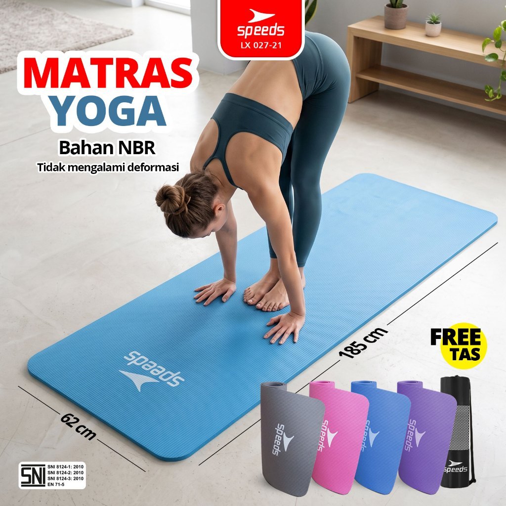 SPEEDS Matras Yoga Mat Olahraga Senam Lantai Meditasi Gym Fitness Karpet Lantai Berstandar SNI 027-21 - Gambar 2