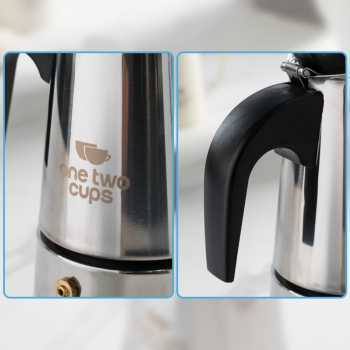 One Two Cups Moka Pot Teko Kopi Espresso Coffee Stovetop 4 Cup 200ml - Gambar 3