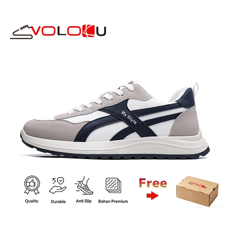 VOLOKU Sepatu olahraga kasual pria, sepatu lari untuk pelajar sekolah/kampus - Gambar 4