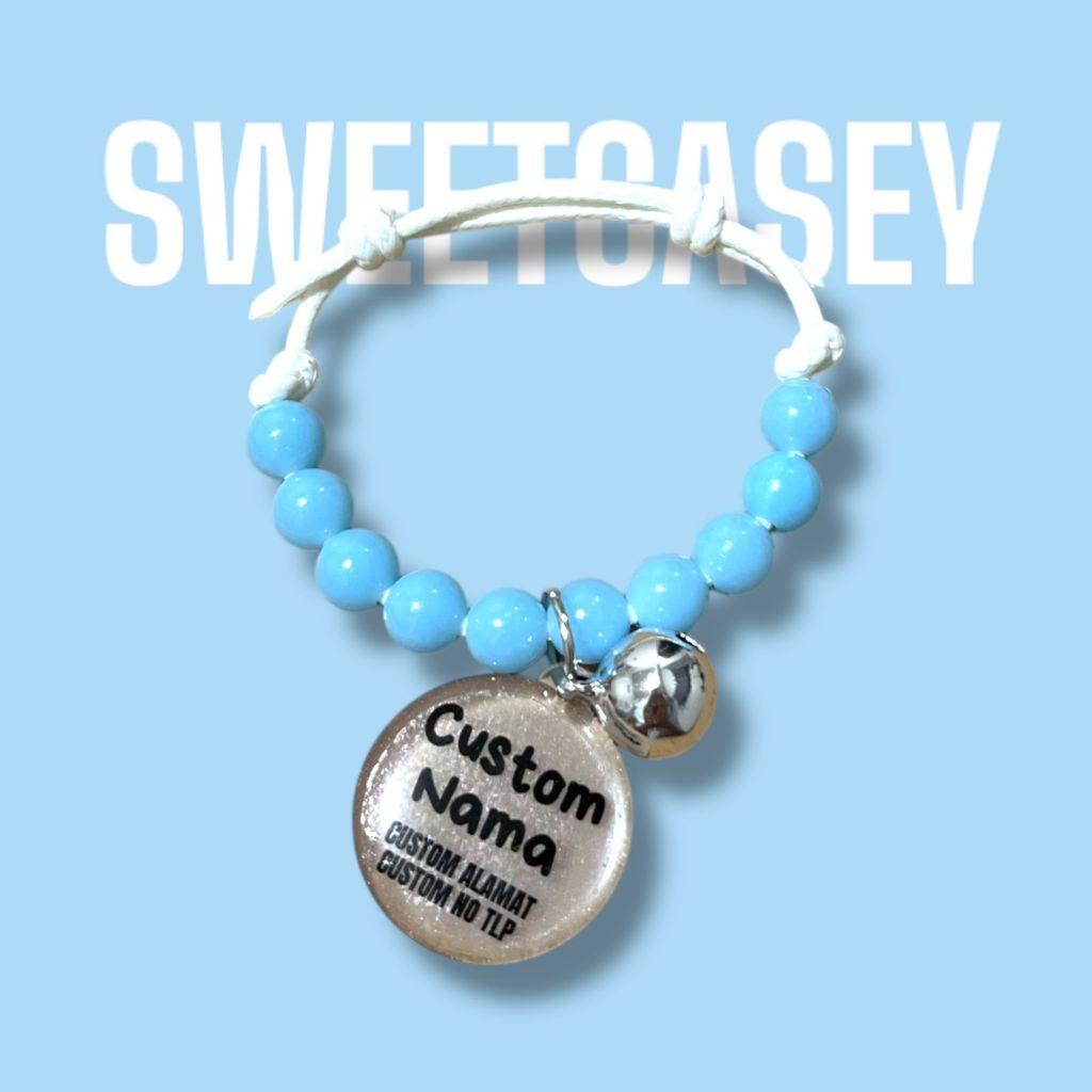 KALUNG KUCING MUTIARA/KALUNG KUCING CUSTOM NAMA/KALUNG KUCING FREE NAMA/MUTIARA CATNECKLACE - Gambar 4