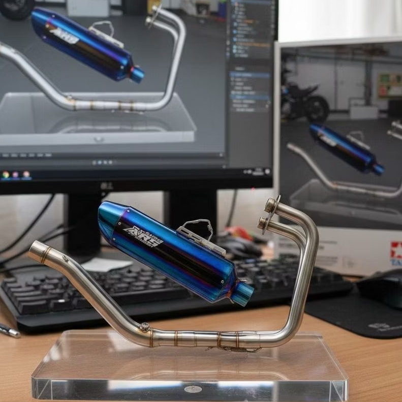 Full System Racing EXHAUST 4 inch VolumeBIG, full bluemoon color, 35cm ...