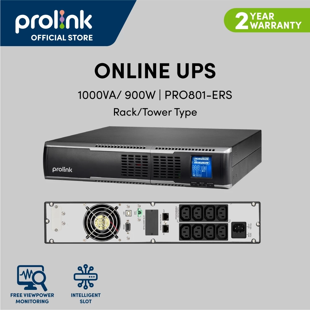 Prolink Rackmount Online UPS PRO801ERS 1000VA 900Watt Uninterruptible Power Supply+Stabilizer - Gambar 2