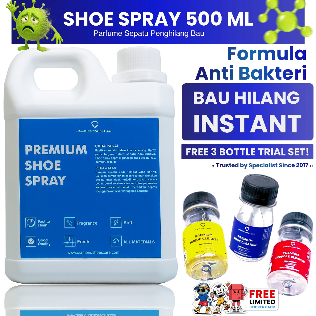 Diamond Shoe Spray 500ml Parfum Sepatu Anti Bau, Spray Perfume Helm, Tas, Dompet, Anti Bakteri Wangi