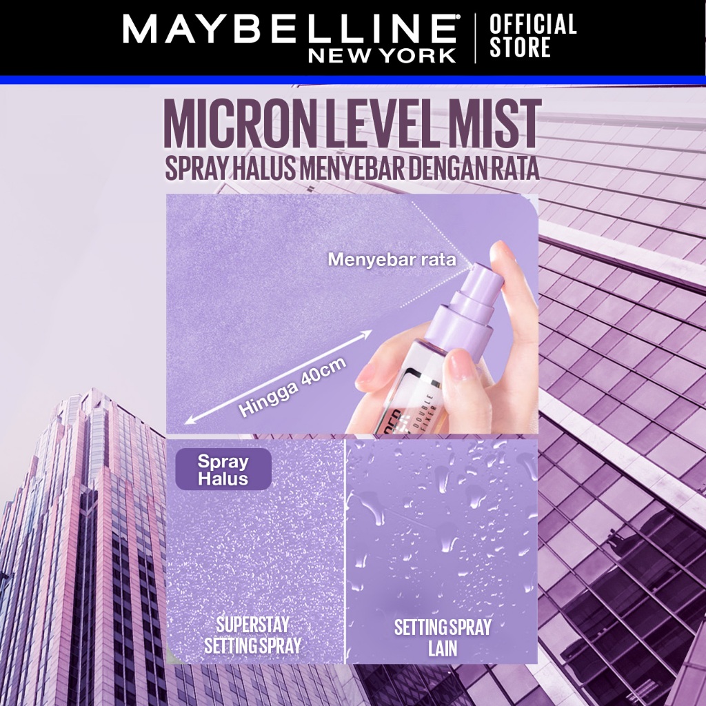 [BARU] MAYBELLINE OFFICIAL Superstay Double Fixer Setting Spray Transferproof Waterproof Oilproof Tahan Air Ringan Hydrating - Gambar 2