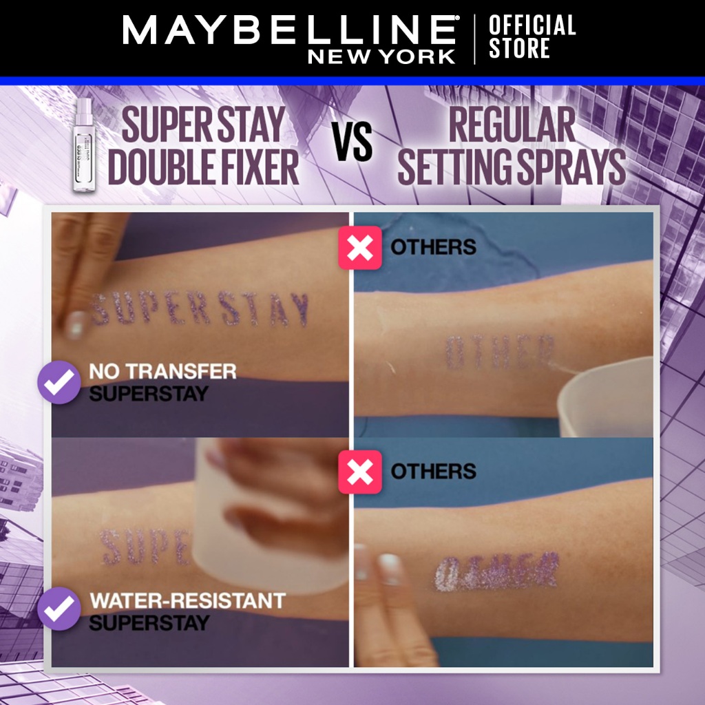 [BARU] MAYBELLINE OFFICIAL Superstay Double Fixer Setting Spray Transferproof Waterproof Oilproof Tahan Air Ringan Hydrating - Gambar 4