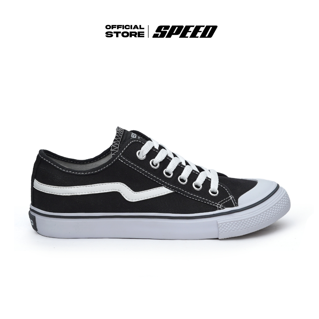 Speed - Blaze Lo Hitam Putih - Sepatu Sneakers Kanvas Anti Slip Pria Wanita Dewasa