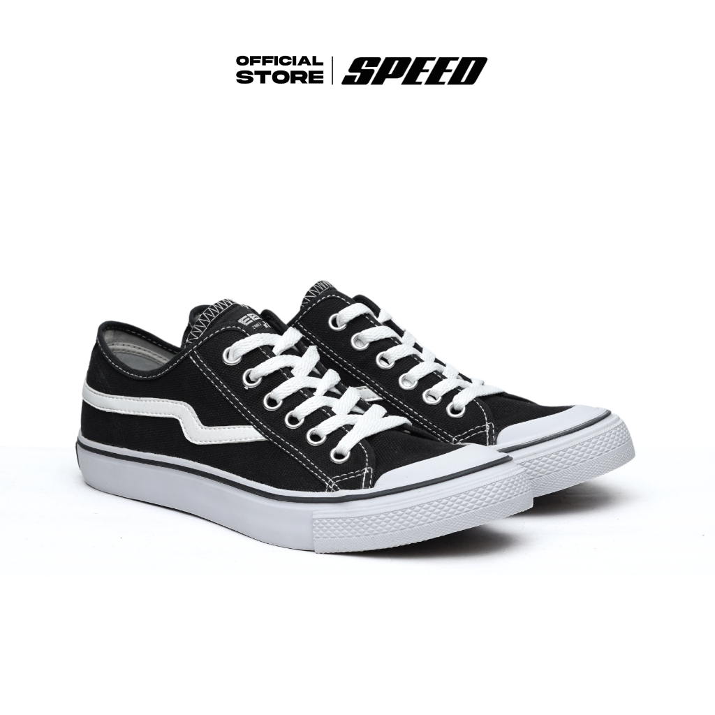 Speed - Blaze Lo Hitam Putih - Sepatu Sneakers Kanvas Anti Slip Pria Wanita Dewasa - Gambar 4