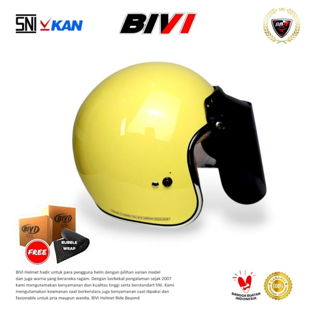 HELM Bogo Bivi Retro Pria Wanita SNI LIST CHROME Klasik Desain Vintage PREMIUM - Gambar 3