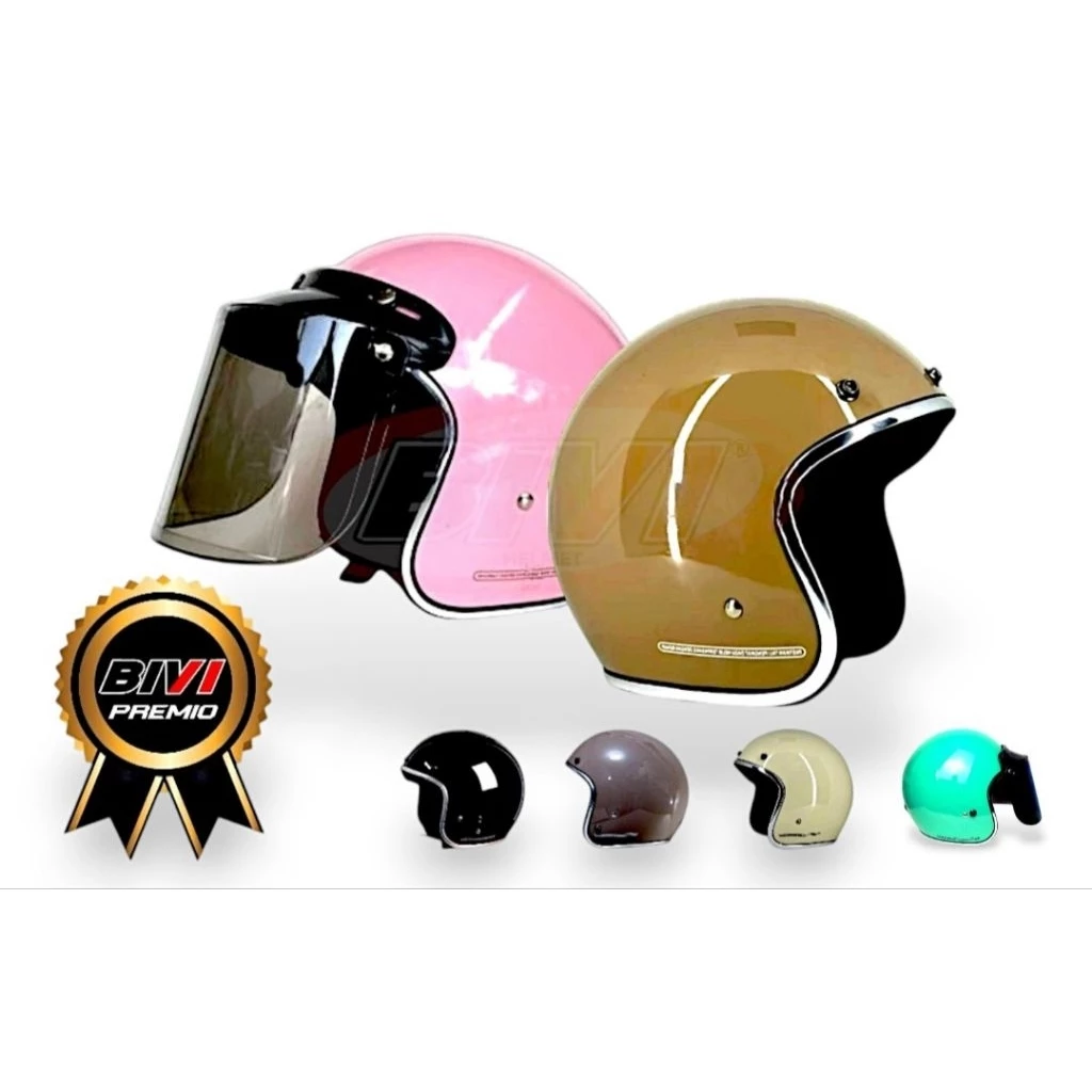 HELM Bogo Bivi Retro Pria Wanita SNI LIST CHROME Klasik Desain Vintage PREMIUM