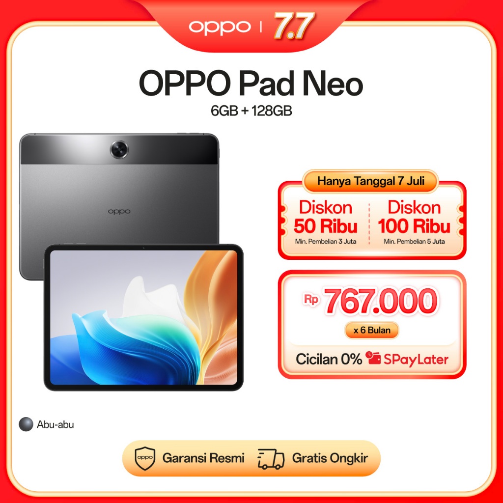 OPPO Pad Neo 6GB/128GB [2.4K ReadFit Screen, Dolby Atmos Quad Speakers, Wi-Fi Version: OPD2302]