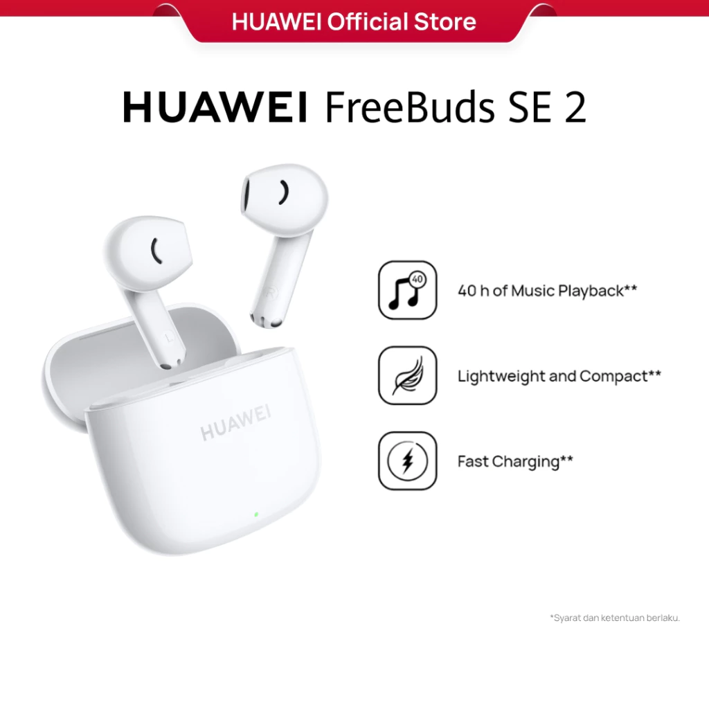 HUAWEI FreeBuds SE 2 Wireless Earphone TWS / 40h Battery / Comfortable and Perfect Fit / Punchy Bass / IP54 Water Resistance