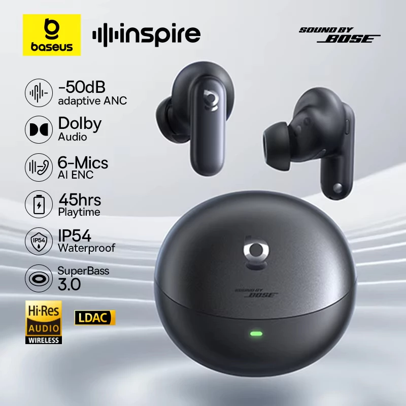 Baseus Inspire XP1 Bluetooth 6.1 Noise Cancelling True Wireless 6-Mic ENC -50dBANC Earbuds with 45Hrs Playtime