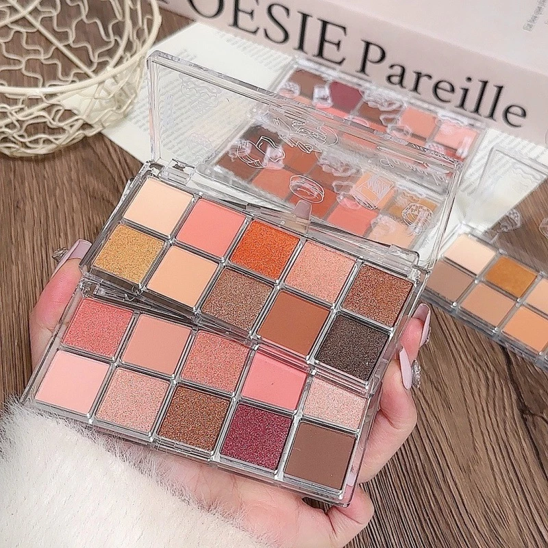 GROSIR 12 Pcs Eyeshadow Palette 10 Warna Mocha Matte Shimmer Glitter Tahan Air Gratis Kuas 234 - Gambar 4