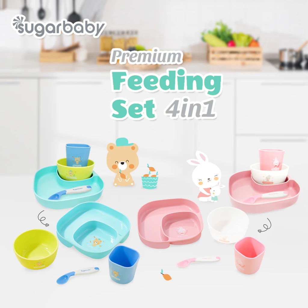 Sugarbaby Premium Feeding Set 4in1 - Tempat Makan dan Alat Makan Bayi - Perlengkapan Makan Bayi - Gambar 4