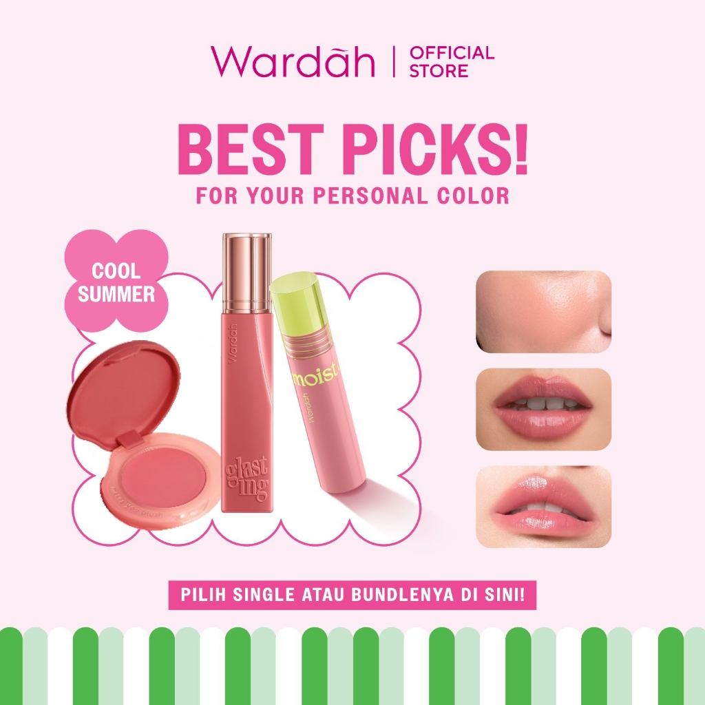 [PCA: COOL SUMMER] WARDAH Your Cool Summer Packlist! Cream Blush - Moist Dew Tint - Glasting Liquid Lip - Matte Lip Cream - Colorfit Lip Mousse, Last All Day Lip Paint, Ultralight Lipstick - Eyeshadow - Personal Color Analysis - Makeup