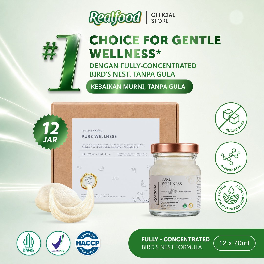 Realfood Pure Wellness / Minuman Sarang Burung Walet / Sugar Free / Bebas Gula / Daily Wellness / Nutrisi Harian / Bird Nest Drink / Wellness Drink / Cocok untuk Diet Gula / Gaya Hidup Sehat