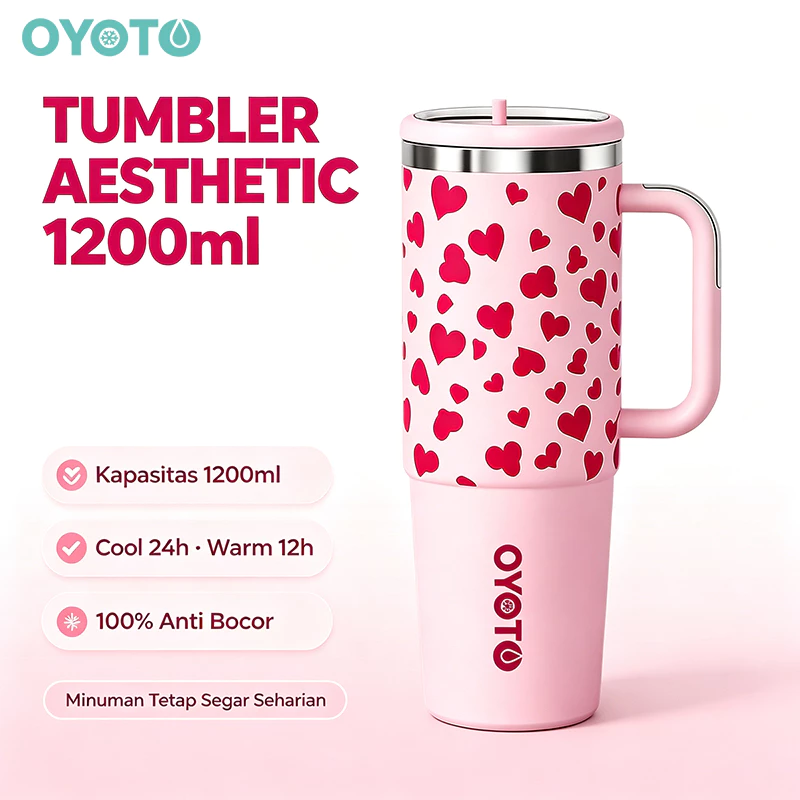 OYOTO Tumbler Stainless Steel Insulated Cup Portable Bottle Tahan Panas Dingin Kapasitas 900ML Travel - Gambar 3