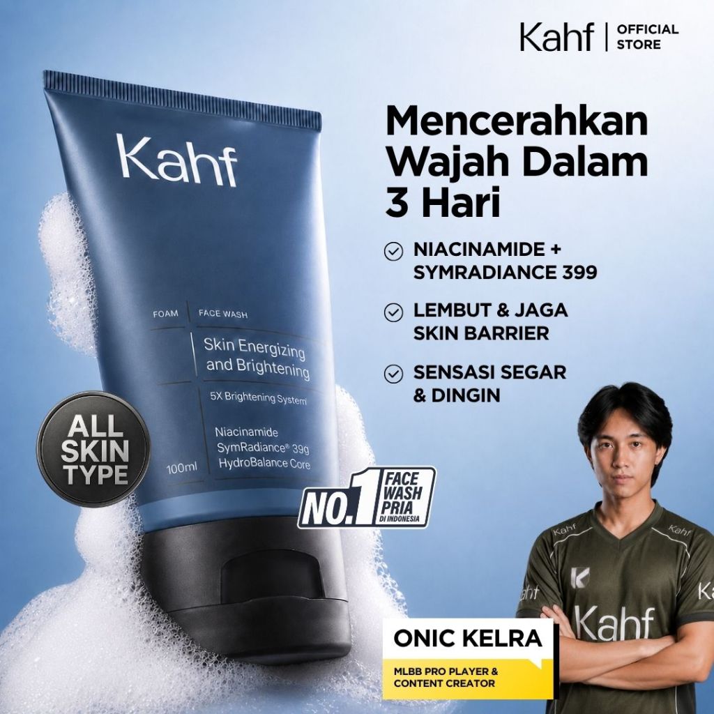 Kahf Skin Energizing and Brightening Face Wash - Pembersih Wajah Pria Cerah / Merah Jingga Official - Gambar 2