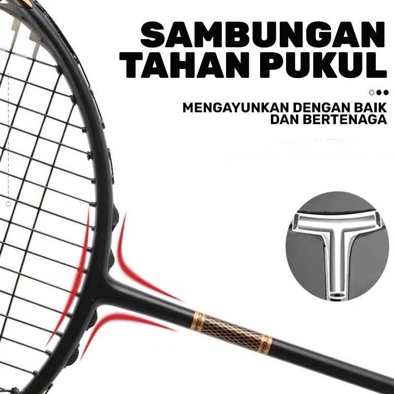 Raket Badminton Paket Lengkap Model Carbon Terlaris - 2 Raket, 2 Grip, 1 Tas, 12 Kok - Gambar 3