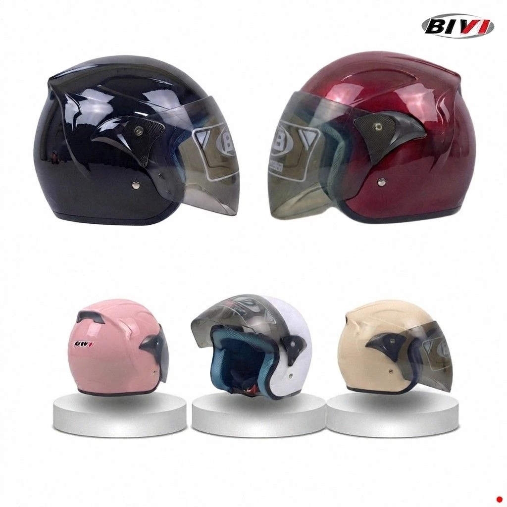 Helm Half Face Dewasa BIVI EVOLUTION BIVI Kaca Smoke - Helem Japstyle Motor Vintage Keren SNI Pria Wanita