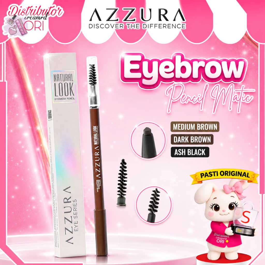 AZZURA Eyebrow Pencil Matic -Ash Black -Dark Brown - Medium Brown / Distributor Cream Ori