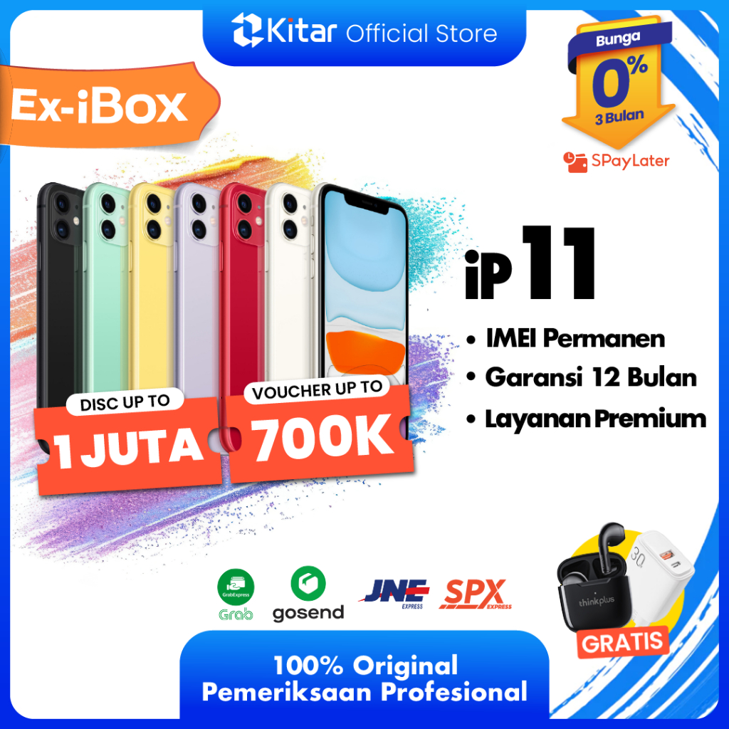 iPhone 11 ex iBox IMEI Permanen Garansi 12 Bln 100% Original Second iPhone FULLSET 64GB 128GB 256GB