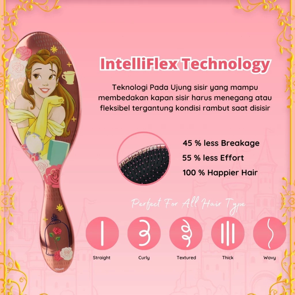 Wet Brush Sisir Anti Kusut Disney Princess Wholehearted Original Detangler - Gambar 3