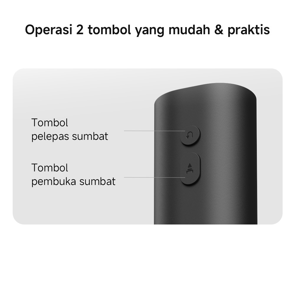 Xiaomi Mijia Electric Wine Opener / Buka Botol Sekali Tekan / Foil Cutter Terintegrasi / 2 Tombol yang Mudah & Praktis / Alat Pembuka Tutup Botol Wine [Xiaomi Official Store] - Gambar 4