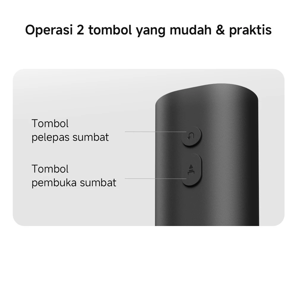 Xiaomi Mijia Electric Wine Opener / Buka Botol Sekali Tekan / Foil Cutter Terintegrasi / 2 Tombol yang Mudah & Praktis / Alat Pembuka Tutup Botol Wine [Xiaomi Official Store] - Gambar 4