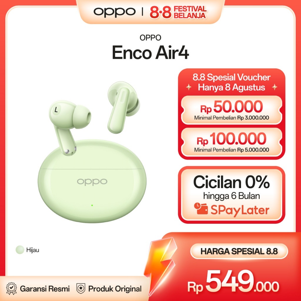OPPO Enco Air4 [32dB Active Noise Cancellation, Dual-Mic AI Clear Call, Hyper Durable Battery - Up to 43 Hours of Playback]