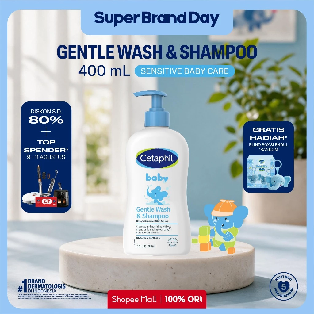 [LIVE ENDUL] Cetaphil Baby Gentle Wash & Shampoo 400ml dengan Glycerin dan Panthenol Sabun Mandi dan Shampo untuk Perawatan Kulit Bayi