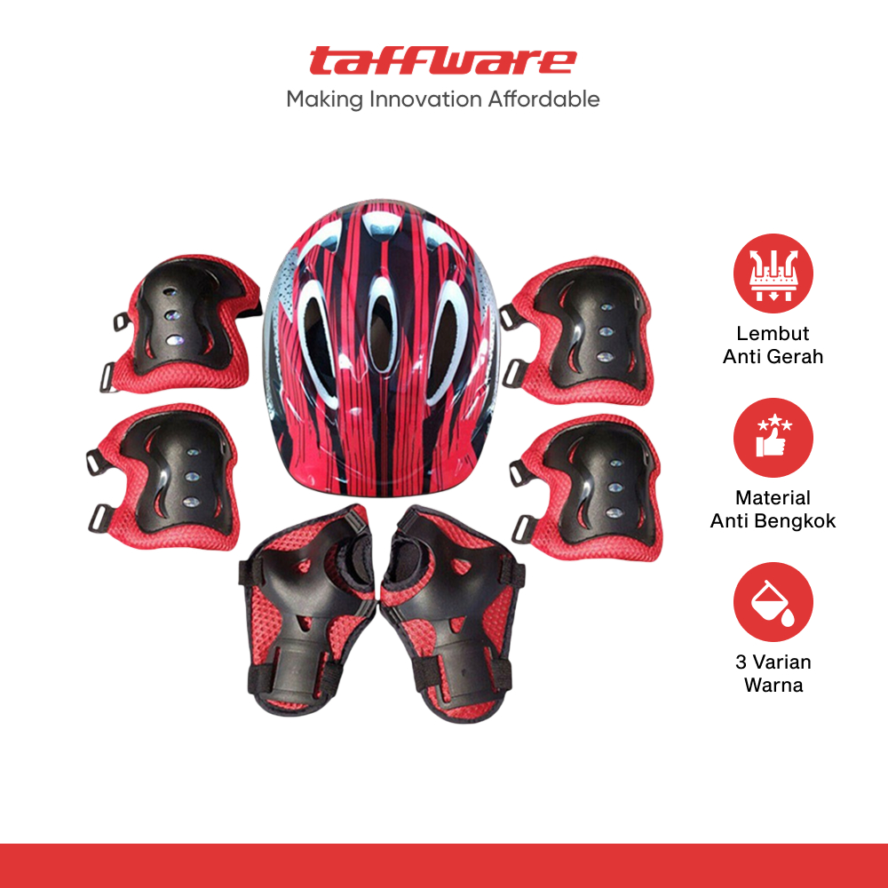 TaffSPORT Paket Helm Deker Anak 7in1 Protective Gear Sport Activity - K25