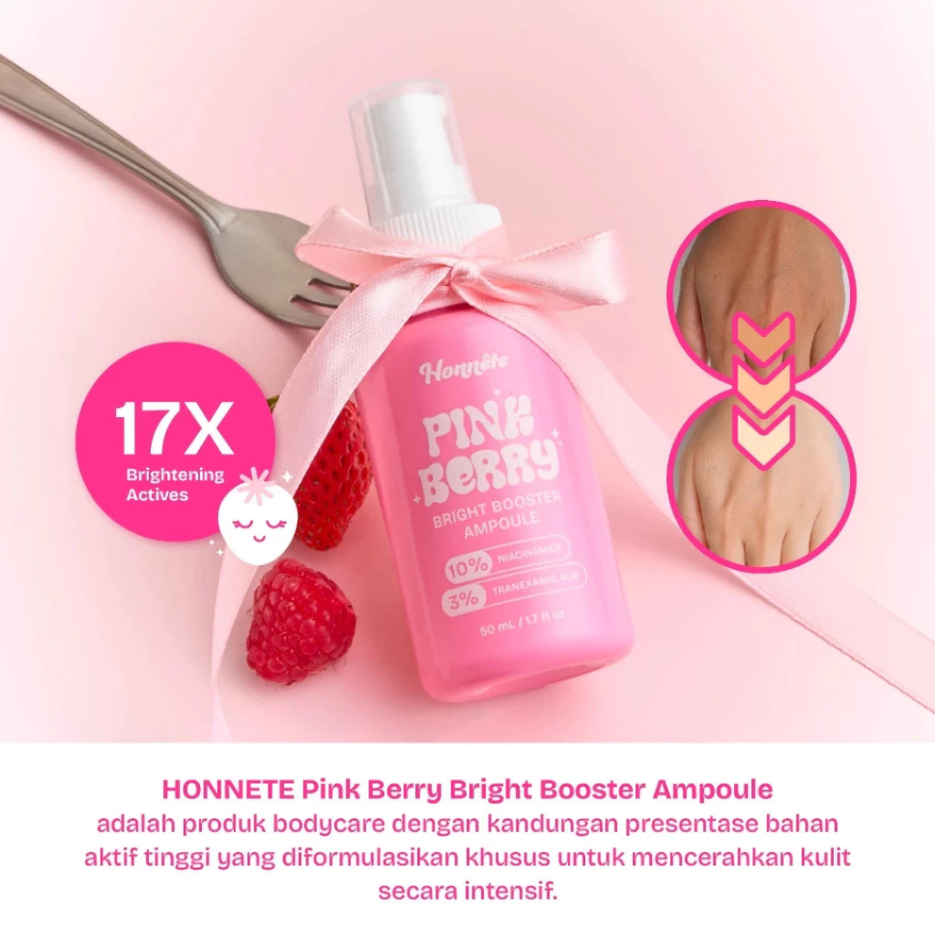 HONNETE Pink Berry Bright Booster Ampoule - Serum Ampoule 50Ml / Distributor Cream Ori - Gambar 3
