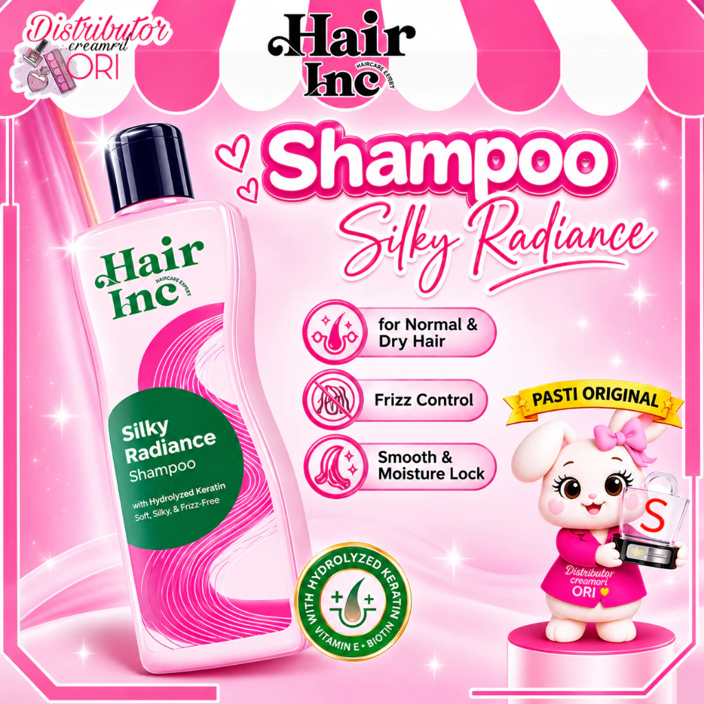 Hair Inc Silky Radiance Shampoo 130 ml Shampoo Rambut Lembut, Halu / Distributor Cream Ori