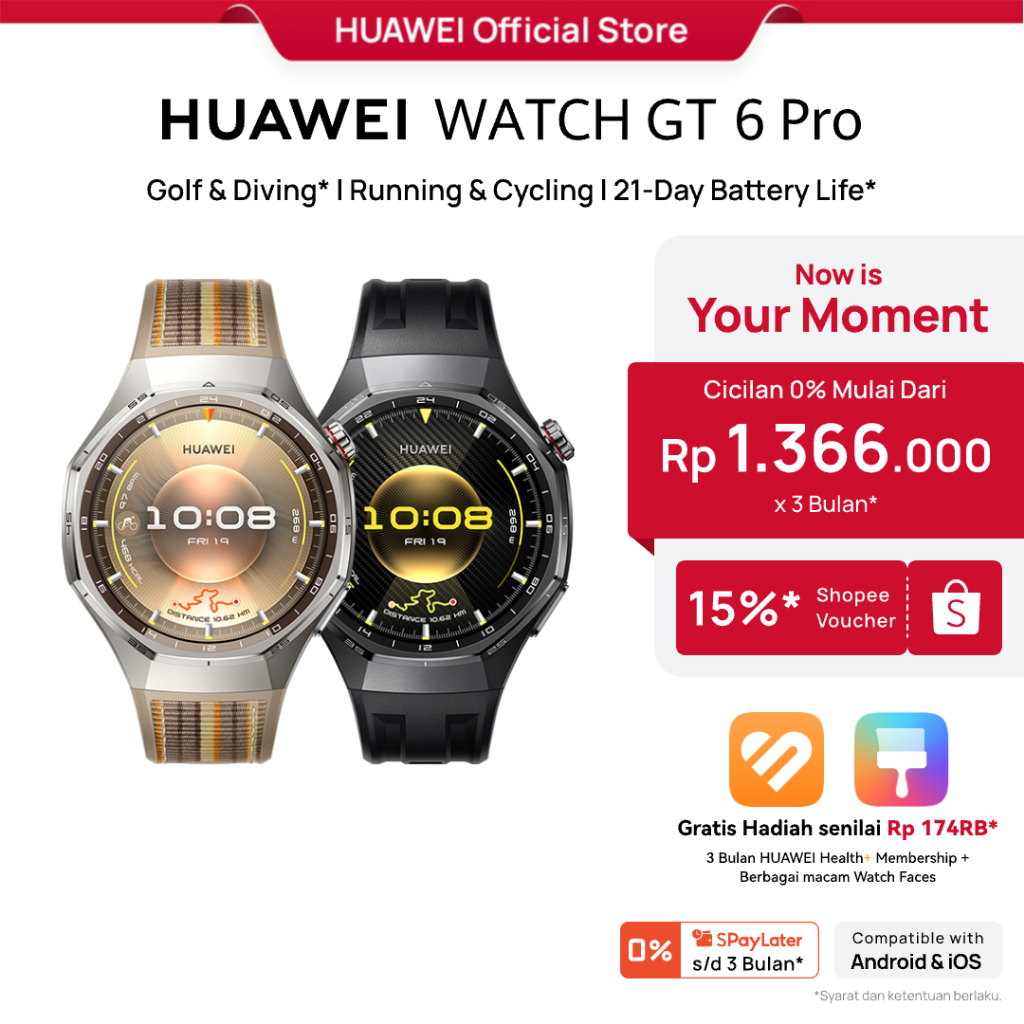 [PayDay s/d 15%] HUAWEI WATCH GT 6 Pro Smartwatch l Golf & Diving l Running & Cycling l 21-Day Battery Life / ECG