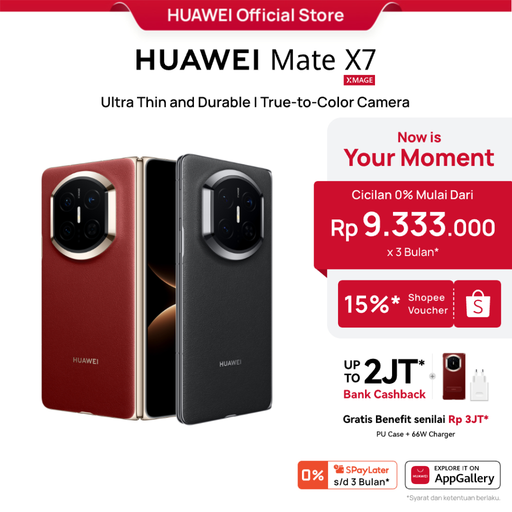 [Bank Cashback s/d 2JT*] HUAWEI Mate X7 Smartphone / Ultra Thin and Durable / True-to-Color Camera / Ultra-long Battery Life / Smart AI