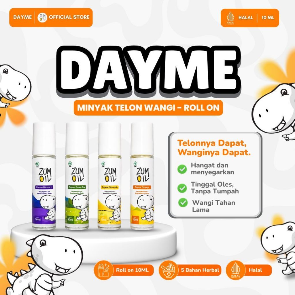 Zumoil Dayme - Minyak Telon Wangi Roll On Bayi & Anak, 4 Aroma Tinggal Oles Tanpa Tumpah