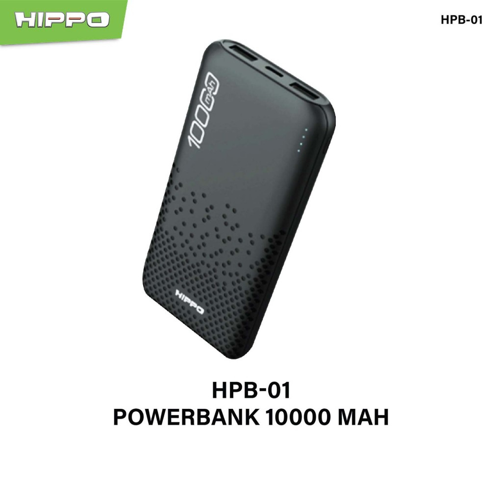 Hippo Powerbank HPB-01 10.000 Mah Sdc 2.4A Dual Output Usb A Dual Input Usb C Micro Garansi Resmi Hippo