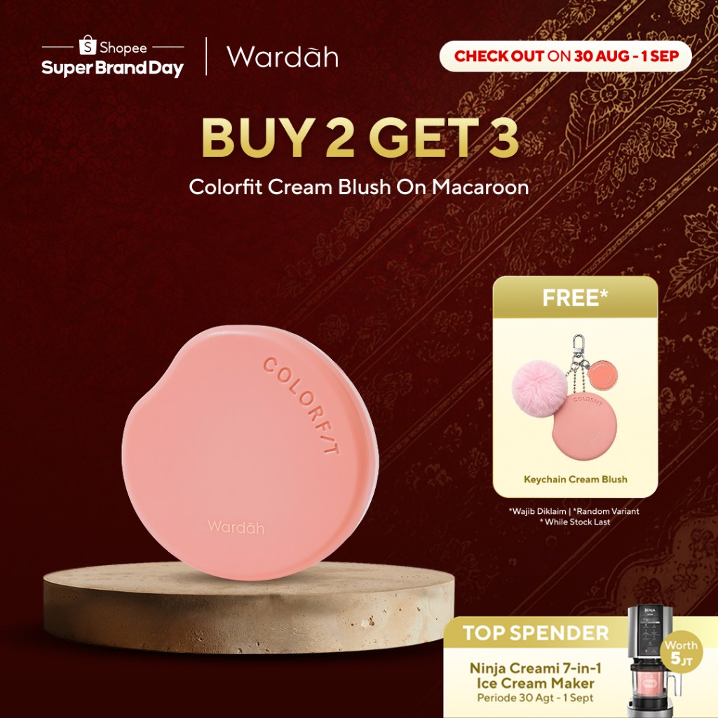 [NEW LAUNCH!] Wardah Cream Blush On Macaroon Colorfit Melt to Pop Cream Blush - Dengan Vitamin E, tekstur cream-to-powder, warna intens hasil smooth tahan hingga 8 jam, liquid blush on blendable pigmented blush cool tone - Makeup Wardah Official Store