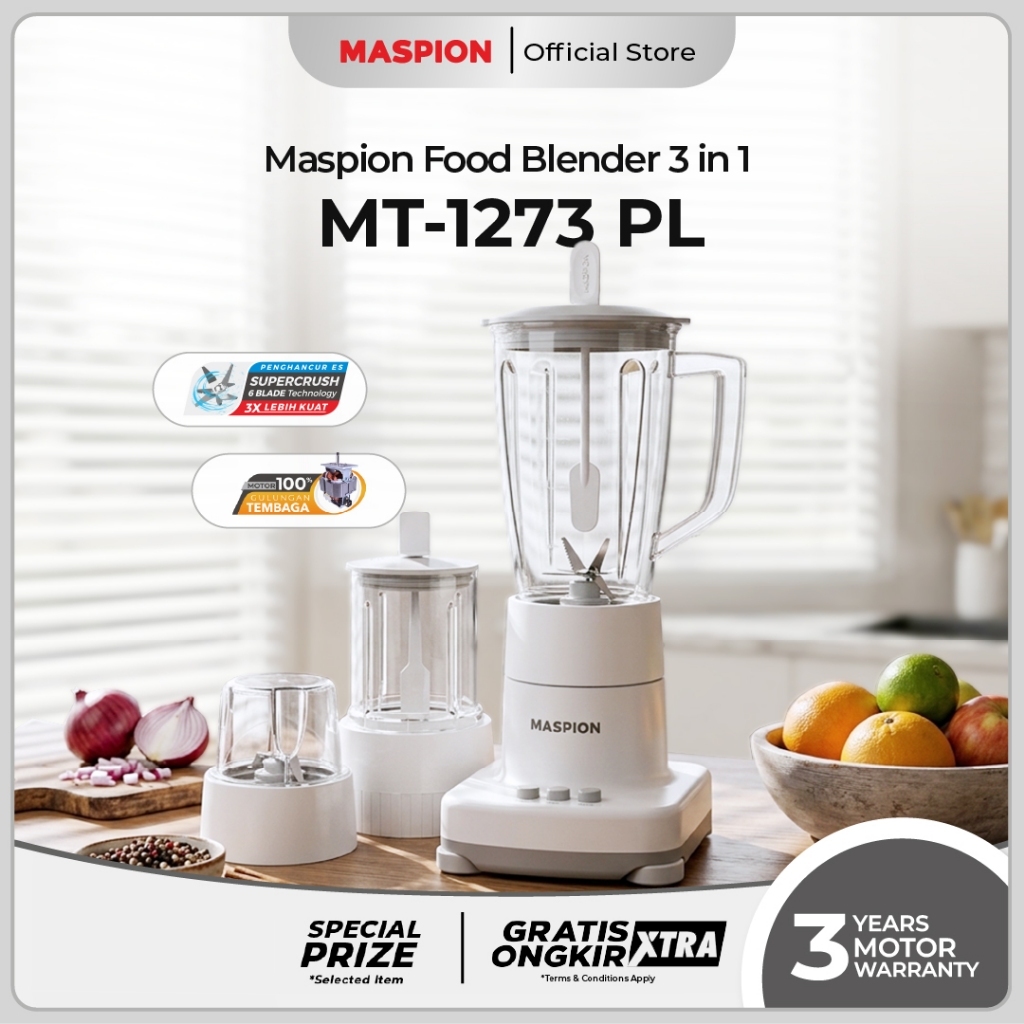 Maspion Pelumat Blender with Wet Miller and Dry Miller 1 Liter MT-1273 PL